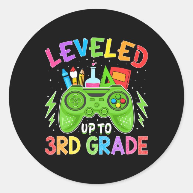 Bis zum 3. Klasse des Gamers zurück in die Schule Runder Aufkleber (Vorderseite)