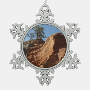 Bis zum Angels Landing im Zion National Park Schneeflocken Zinn-Ornament