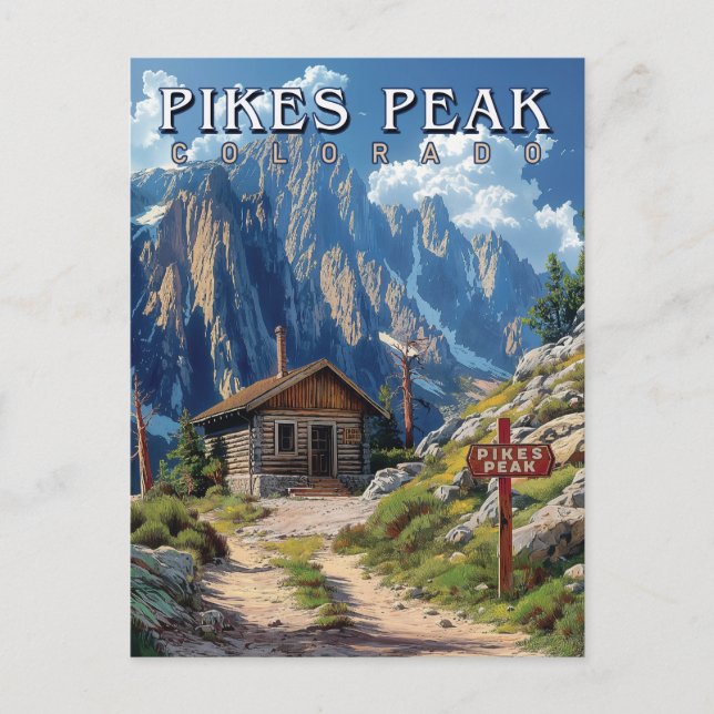 Bis zum Gipfel: Pikes Peak, Colorado Postkarte (Vorderseite)