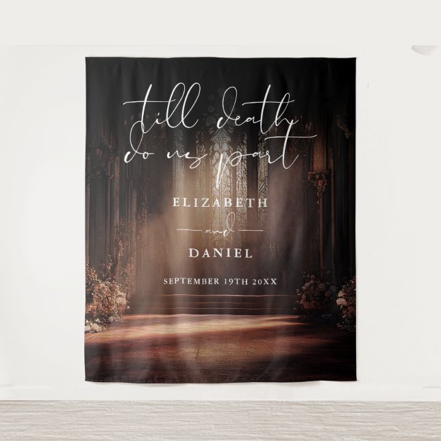 Bis zum Hintergrund des gotischen Hochzeitsszenari Wandteppich (Vorderseite)