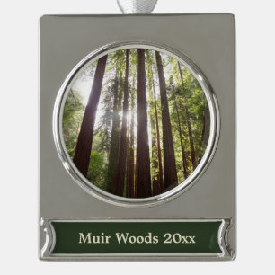 Bis zum Redwoods am Morgen Banner-Ornament Silber