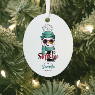 Bis zum Schnee gut - Schneemann im Foto Hut und Sc Ornament Aus Metall