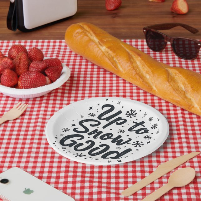 Bis zum Schnee Gute Sonne Winter Schneeflocken Wei Pappteller (Picknick)
