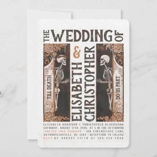 Bis zum Tod Art Nouveau Wedding Einladung (Vorderseite)