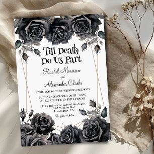 Bis zum Tod Black Florals Gothic Wedding Einladung