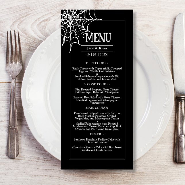 Bis zum Tod | Black Gothic Dark Hallowedding Menu Menükarte (Von Creator hochgeladen)