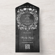 Bis zum Tod Gothic Black Wood QR Code Hochzeit