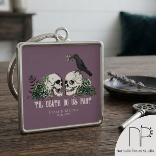 Bis zum Tod Gothic Blush Rosa Floral Totenkopf Schlüsselanhänger