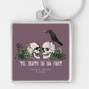 Bis zum Tod Gothic Blush Rosa Floral Totenkopf Schlüsselanhänger