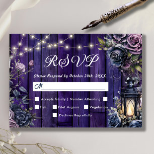 Bis zum Tod   Gothic Dark Lila Floral UAWG RSVP Karte