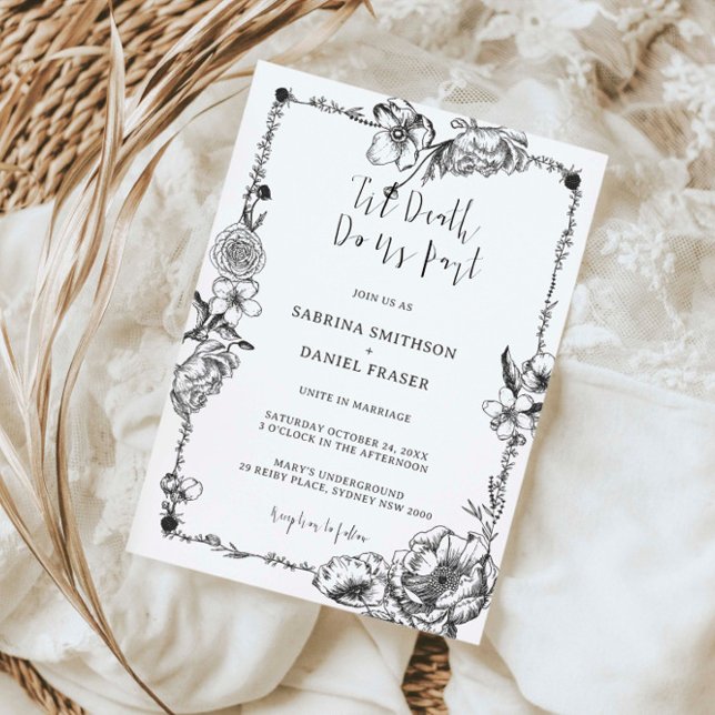 Bis zum Tod Gothic Handgezeichnete Blume Skull Einladung (Von Creator hochgeladen)