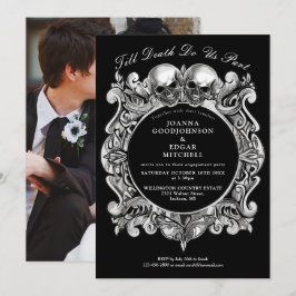 Bis zum Tod Gothic Skulls Foto Engagement Party Einladung