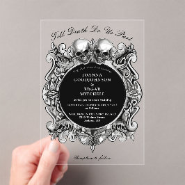 Bis zum Tod Gothic Skulls Goth Wedding Acryleinladungen