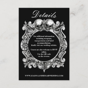 Bis zum Tod Gothic Skulls QR Code Hochzeit Begleitkarte