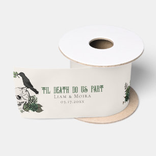 Bis zum Tod Gothic St. Patricks Day Floral Schädel Satinband