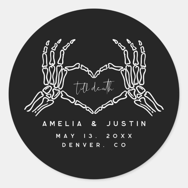 Bis zum Tod Halloween Gastgeschenk Hochzeit Sticke Runder Aufkleber (Vorderseite)