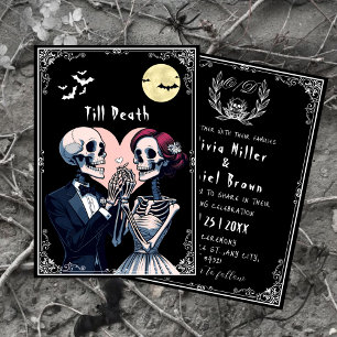 Bis zum Tod" Halloween-Gothic-Skelettverheiratung Einladung