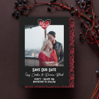 Bis zum Tod Herz Foto Floral Goth Hochzeit