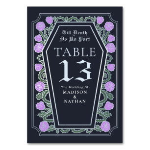 Bis zum Tod Lilac Rose Blue Gothic Wedding Tischnummer