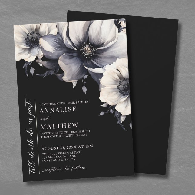 Bis zum Tod machen wir Teil florale gotische Hochz Einladung (Till Death Do Us Part Floral Gothic Wedding Invitation)