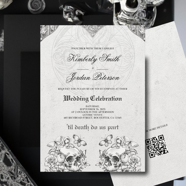 Bis zum Tod machen wir Teil Gothic Wedding QR Code Einladung (Von Creator hochgeladen)