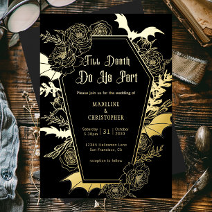 Bis zum Tod machen wir Teil gothischen Glam Black  Folieneinladung