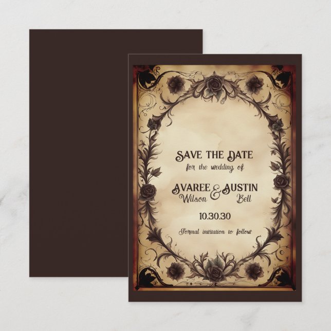 Bis zum Tod machen wir Teil gotische Hochzeit Save The Date (Vorne/Hinten)