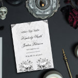 Bis zum Tod machen wir Teil gotische Hochzeit schw Postkarte<br><div class="desc">Wenn Sie gewollt haben, eine dunkle ästhetische Hochzeit, dann sind diese gotischen Save the Date Hochzeitseinladungen für Sie! Das Design zeigt wunderschöne Elemente aus gotischen Kapellen, zwei Schädel mit Blume, und prominent dargestellt Text: "bis der Tod machen wir Teil. Vintages Design, mit wunderschöner Kalligrafie, lässt diese Hochzeitseinladung zusammenkommen. Karo aus...</div>