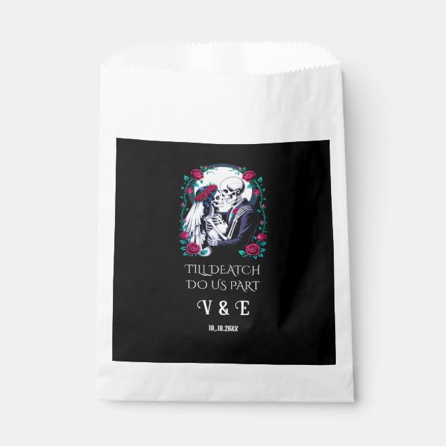 Bis zum Tod machen wir Teil gotische Skelette Hoch Geschenktütchen (Vorderseite)