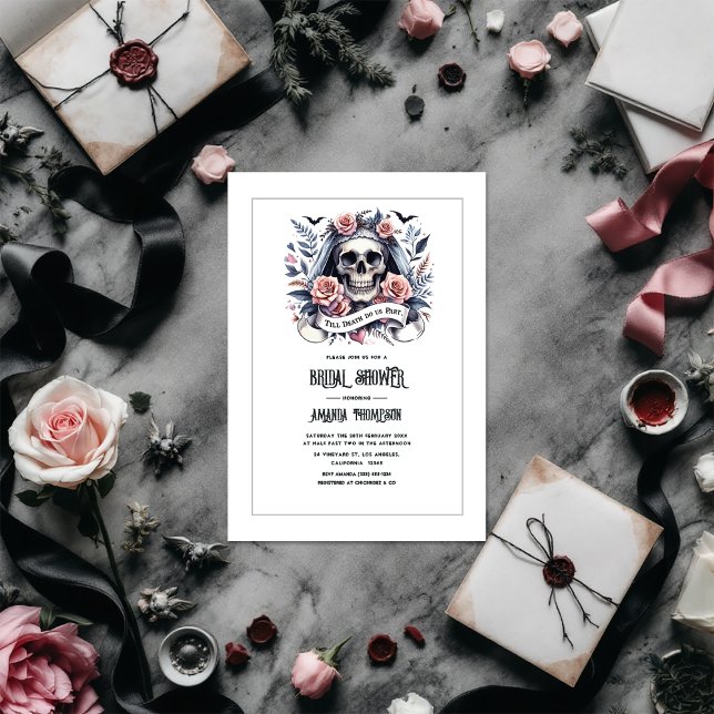 "Bis zum Tod machen wir Teil" Gotisches Brautparty Einladung ("Till Death Do Us Part" Gothic Bridal Shower Invitation)