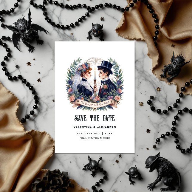 "Bis zum Tod machen wir Teil" Gotisches Foto Save The Date ("Till Death Do Us Part" Gothic Photo Save The Date)