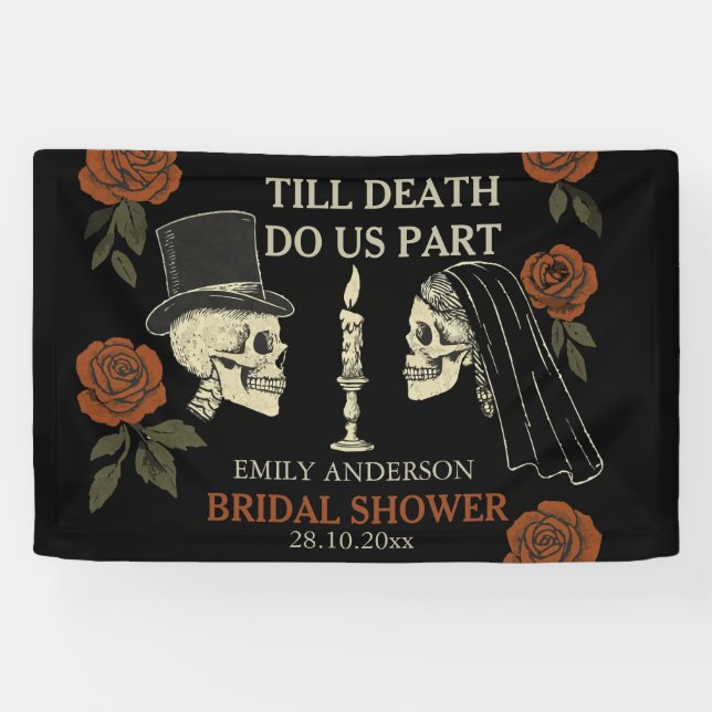 Bis zum Tod machen wir Teil Halloween-Brautparty Banner (Horizontal)