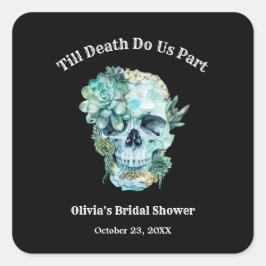 Bis zum Tod machen wir Teil Halloween-Brautparty Quadratischer Aufkleber