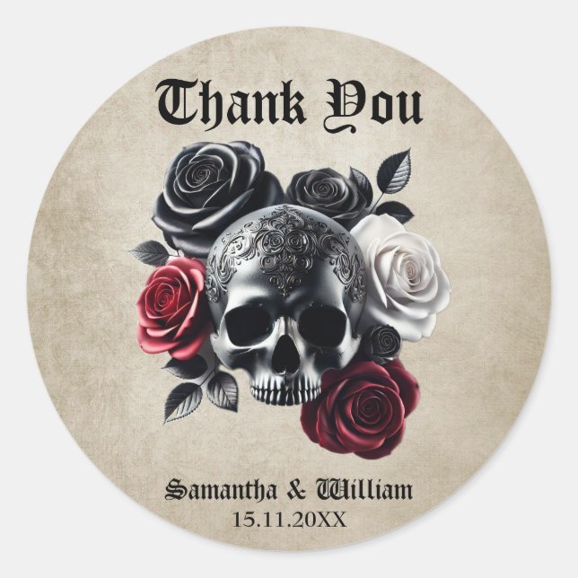 Bis zum Tod machen wir Teil Halloween Hochzeit Runder Aufkleber (Vorderseite)