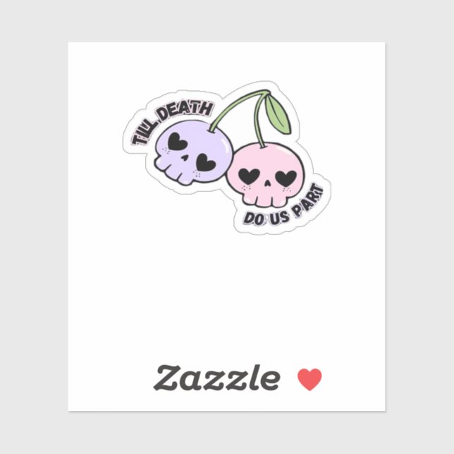 Bis zum Tod machen wir Teil - Niedliche Goth Skull Aufkleber (Blatt)