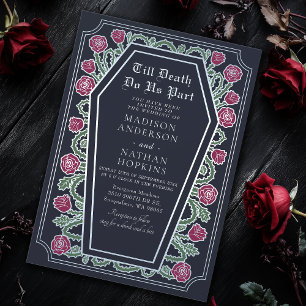 Bis zum Tod machen wir Teil Rose Blue Gothic Hochz Einladung