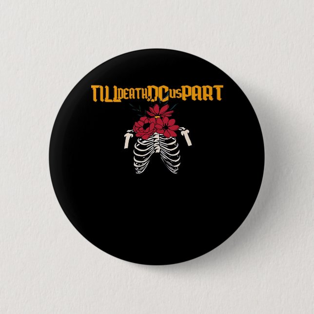 Bis zum Tod machen wir Teilskelett mit roten Blume Button (Vorderseite)
