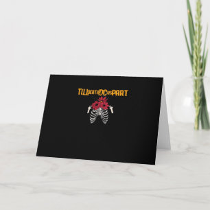 Bis zum Tod machen wir Teilskelett mit roten Blume Karte
