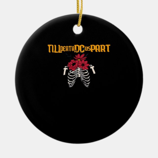 Bis zum Tod machen wir Teilskelett mit roten Blume Keramik Ornament (Vorne)