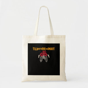 Bis zum Tod machen wir Teilskelett mit roten Blume Tragetasche