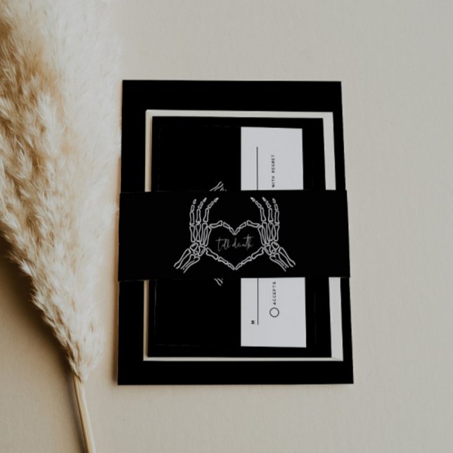 Bis zum Tod Skeleton Hände Hochzeit Einladung Einladungsbanderole (Von Creator hochgeladen)