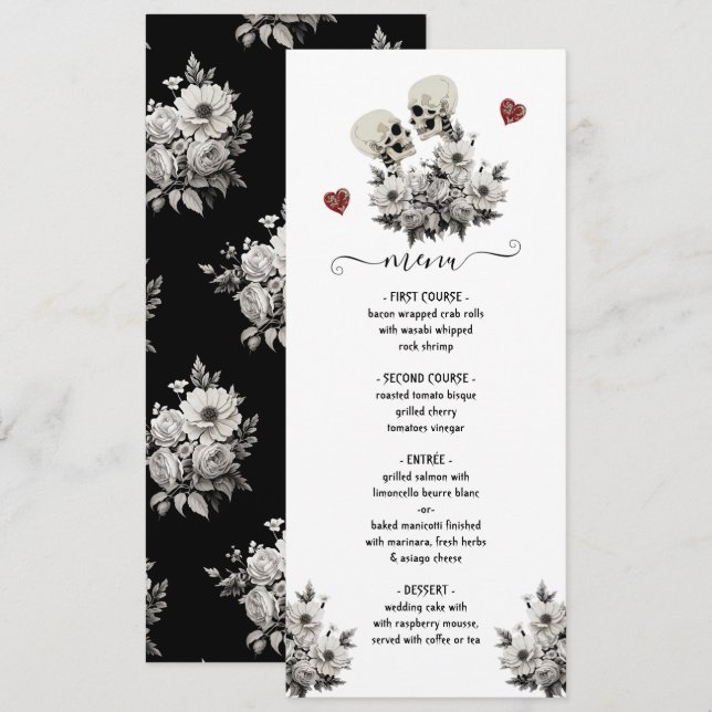 Bis zum Tod, Teil, Skeleton Bride Groom Menü Menükarte (Vorne/Hinten)