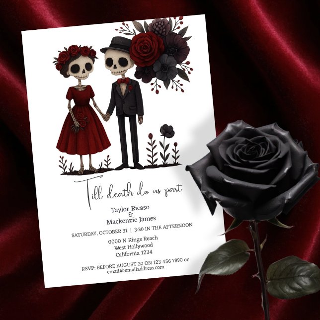 Bis zum Tod teilen wir Braut und Gräuel Einladung (Till death do us part Bride and Groom Invitation by Ricaso. Perfect goth/gothic or Halloween wedding)