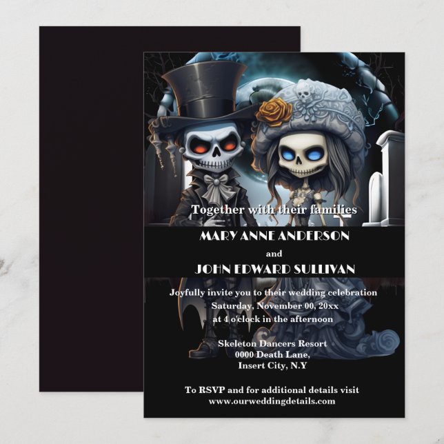 Bis zum Tod teilen wir Leiche Brautbräutigam Einladung (Vorne/Hinten)