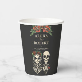 Bis zum Tod teilen wir Rose Skelett Hochzeit Pappbecher