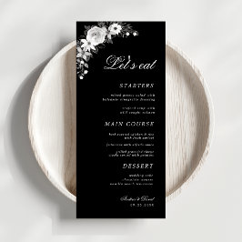 Bis zum Tod tun uns Party Gothic Floral Black Wedd Menükarte