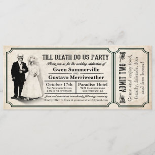 Bis zum Tod tun uns Party Hochzeitsticket Einladun Einladung