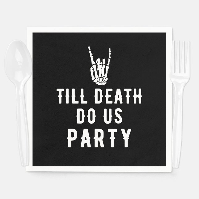 Bis zum Tod tun uns Party Schwarzes Skelett Party Serviette (Till Death Do Us Party Black Skeleton Party Napkins
)