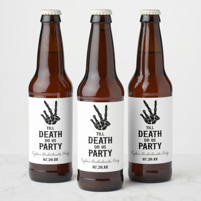 Bis zum Tod tun uns Party Skelett Junggeselinnen-A Bierflaschenetikett (Flaschen)