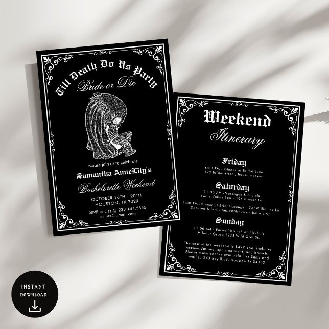 Bis zum Tod tun uns Party Skelett Skull Bacheloret Einladung (Von Creator hochgeladen)